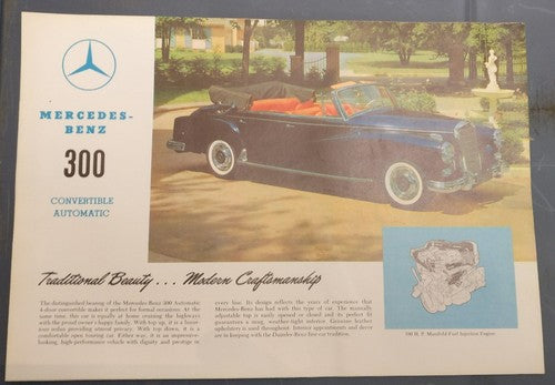 Mercedes Benz 300 Convertible Automatic Brochure Showroom Flyer W188 — photo 1