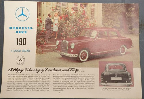 Mercedes Benz 190 Saloon Sedan Brochure Showroom Flyer W128 Ponton — photo 1