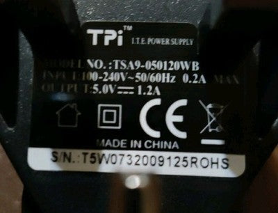 TPI 5V DC 1.2A Power Supply Adapter TSA9-050120WB PSU — photo 2