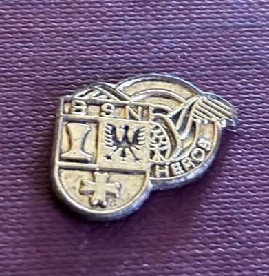 Vintage B.S.N Heros German Crest Shield Lapel Pin Badge Cross Eagle — photo 1