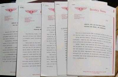 Bentley News Press Releases USA 1980s Eight Mulsanne Continental ect... — photo 1