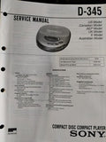 D-345 Discman Walkman CD Player - Genuine Sony Service Repair Manual — photo 1