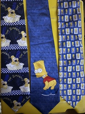 Job Lot 3 x Vintage Simpsons Adult Ties Homer Bart Marge Eat My Shorts — photo 1