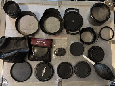 Job Lot Canon Camera Accessory Bundle Hoods Macro Filters Caps Cleaning Tools… — photo 1