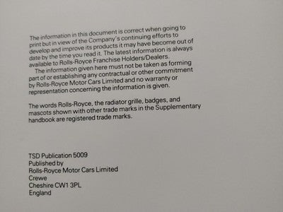Rolls Royce Silver Spur 2 II Handbook TSD5009 From 1989 Onwards VIN 31002 — photo 2