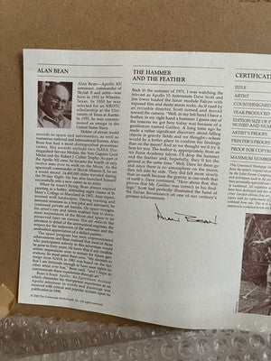 NASA Astronaut "Hammer & Feather" Galileo Print Signed Alan Bean Dave Scott — photo 6