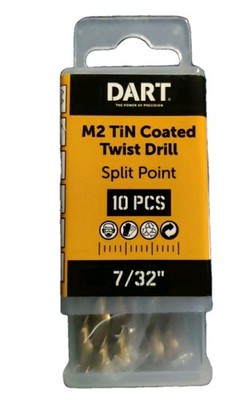 DART THSS0732 7/32" HSS TiN Titanium Nitride Coated Twist Drill Bit 10 PACK — photo 1