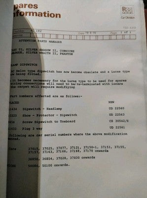 Rolls Royce / Bentley Spare Parts Information Catalogue Shadow Corniche Camargue — photo 6