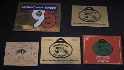 5 London Transport Taxi Rally Plaques Vintage Taxi Association Amberley 1990s — photo 1