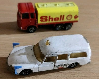 Vintage Majorette Diecast Lot Citroen DS21 Ambulance 206 & Saviem SHELL Tanker — photo 1