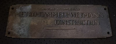 Vintage Metro Cammell Weymann MCW Bus Body Construction Makers Plate Badge — photo 1