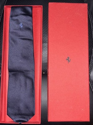 Ferrari 100% Silk Tie Navy Blue Prancing Horse Made in Italy Boxed — photo 1