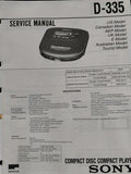 D-335 Discman Walkman CD Player - Genuine Sony Service Repair Manual — photo 1
