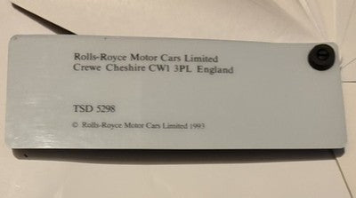 1993-96 Rolls Royce Bentley Paint Colour Sample Book TSD5298 Spirit Spur Turbo R — photo 4