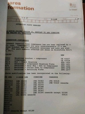 Rolls Royce / Bentley Spare Parts Information Catalogue Shadow Corniche Camargue — photo 5