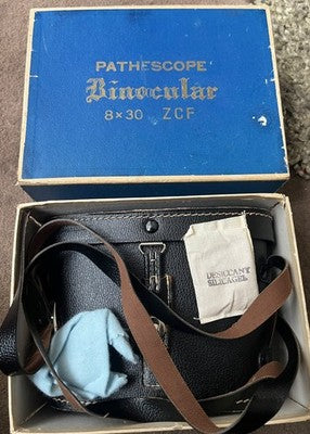 Pathescope Binocular 8x30 ZCF Binoculars Boxed Case Caps c1960s — photo 1