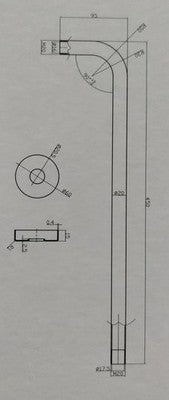 B&Q Cooke & Lewis Stainless Wall Mounted Shower Arm Round Wall Plate 450 x 95mm — photo 2