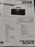 CFD-616L Portable Radio CD Cassette Stereo - Genuine Sony Service Repair Manual — photo 1