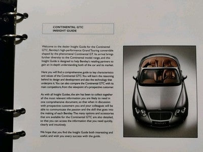Bentley Continental GTC Insight Dealer Brochure 2006 Onwards Binder Folder RARE — photo 4