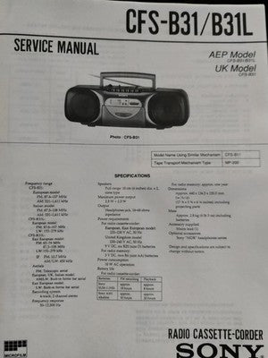CFS-B31/B31L  Portable Radio Cassette Stereo  Genuine Sony Service Repair Manual — photo 1