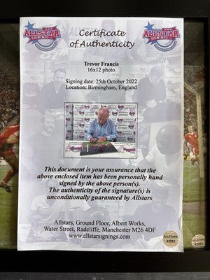 Trevor Francis Nottingham Forest Signed Photograph Framed Genuine Signature COA — photo 2