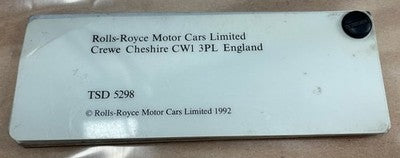 1992-95 Rolls Royce Bentley Paint Colour Sample Book TSD5298 Spirit Spur Turbo R — photo 3