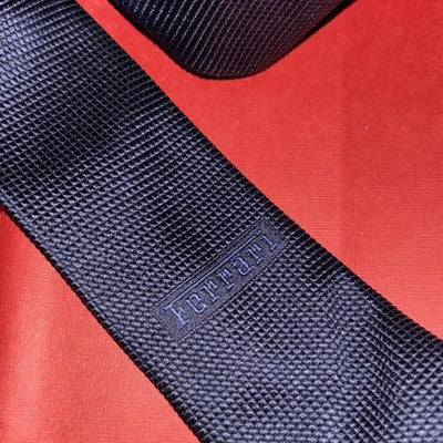 Ferrari 100% Silk Tie Navy Blue Prancing Horse Made in Italy Boxed — photo 4