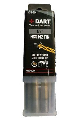 DART THSS0102 1/2" HSS TiN Titanium Nitride Coated Twist Drill Bit 5 PACK — photo 1