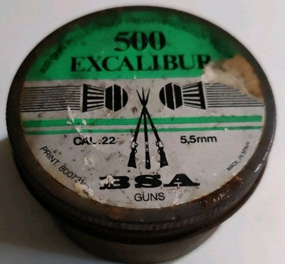Vintage BSA Excalibur .22 Cal Pellet Tin With Pellets — photo 1