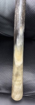 Antique Victorian Edwardian Long Cattle Horn Shoe Horn Ornate Metal Handle c1900 — photo 3