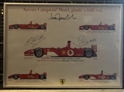 Rare Ferrari F1 1999-2003 World Champions Staff Presentation Poster Framed — photo 1