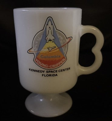 Vintage 1981 NASA Space Shuttle Columbia STS-1 Young Crippen Milk Glass Mug Cup — photo 1