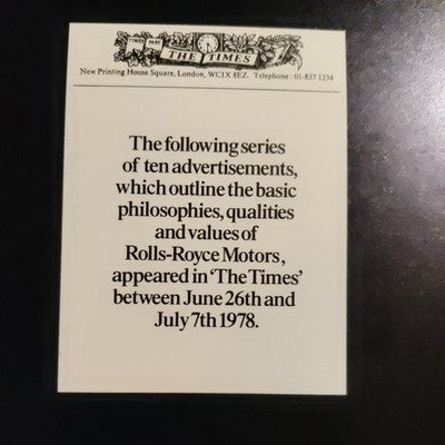 Rolls Royce The Times Advertisement Sales Brochure History 1970s — photo 2