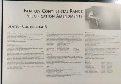 1998-1999 Bentley Continental T R SC and Azure Sales Brochure Detailed Catalogue — photo 3