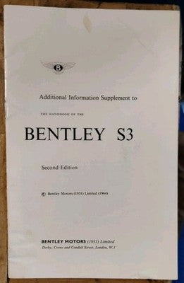 BENTLEY S3 Delivery Envelope Handbook Supplement Radiomobile 900T Instructions — photo 3