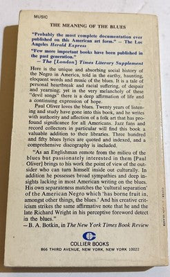 Paul Oliver - THE MEANING OF THE BLUES 1966 Book Paperback — photo 2