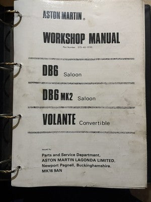 Aston Martin DB6 Workshop Manual ORIGINAL FACTORY ISSUE — photo 2