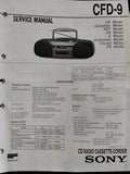 CFD-9 Portable Radio CD Cassette Stereo  - Genuine Sony Service Repair Manual — photo 1