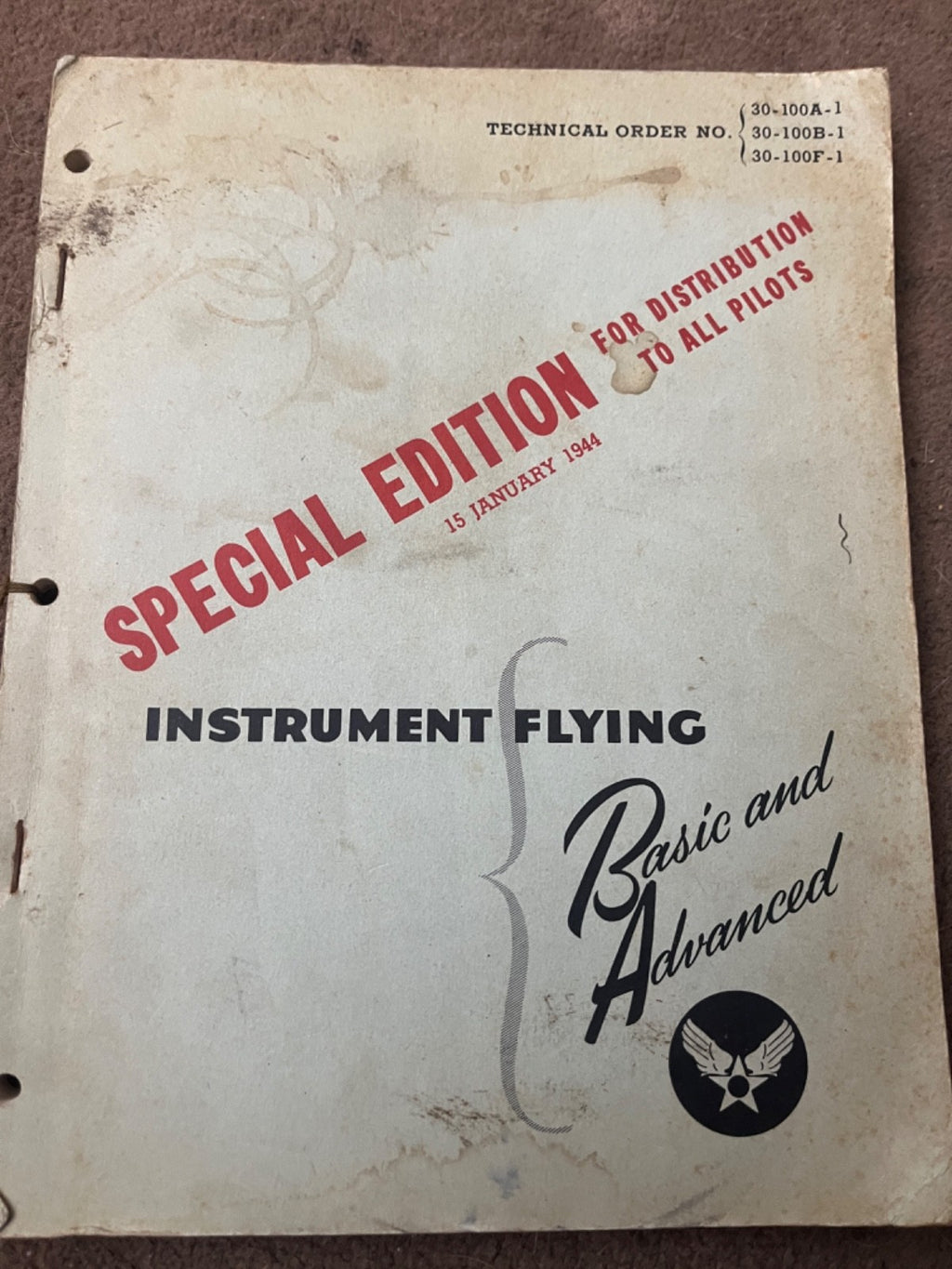 WW2 1944 USAAF Instrument Flying Basic & Advanced Pilot Technical Order Manual — photo 1