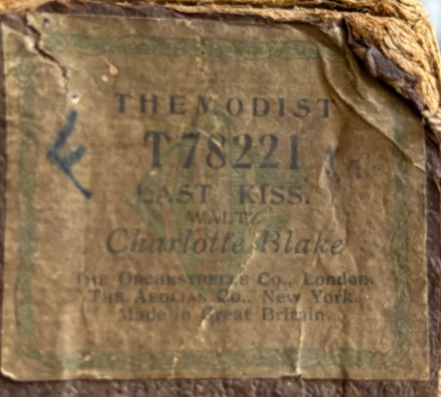 Vintage Pianola Roll - Last Kiss Waltz Charlotte Blake Themodist T78221 — photo 1