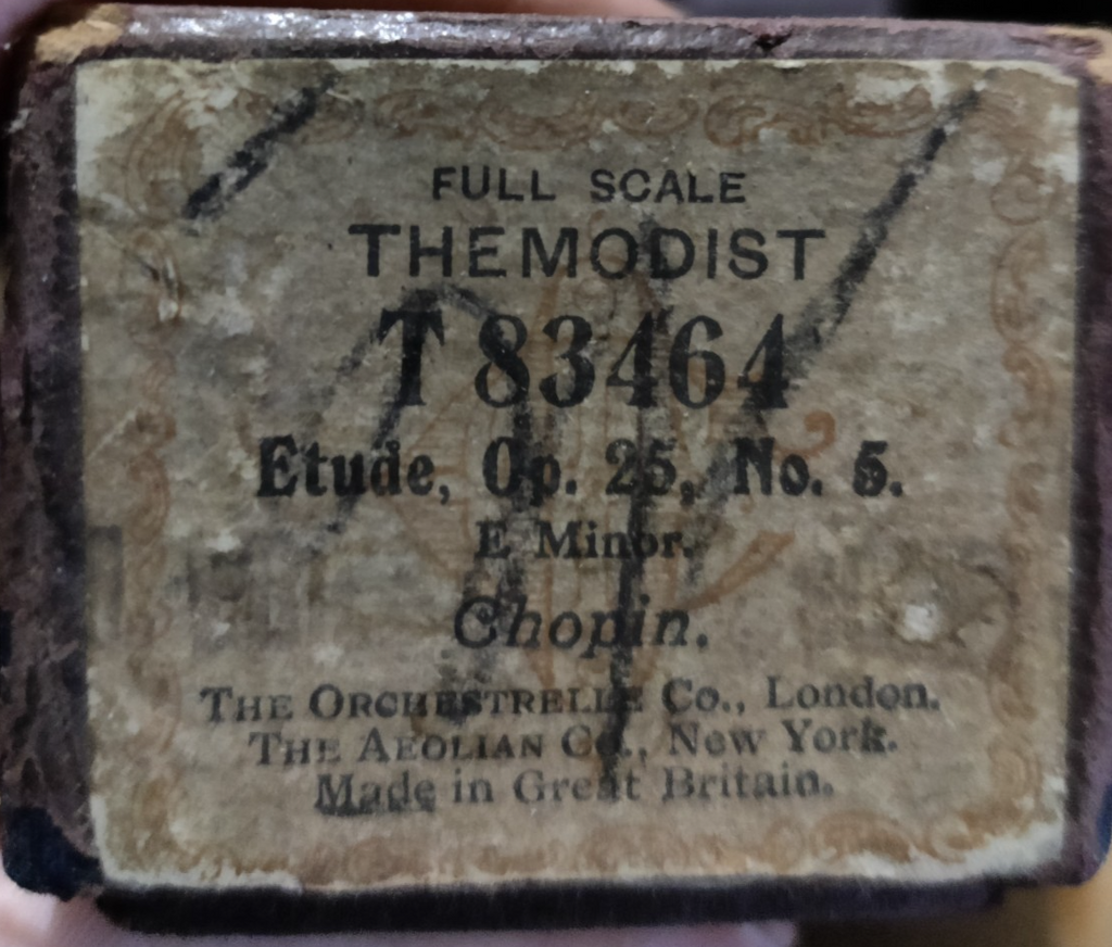 ETUDE OP 25 NO 5 CHOPIN Thermodist T83464 - Player Piano / Pianola Roll — photo 1