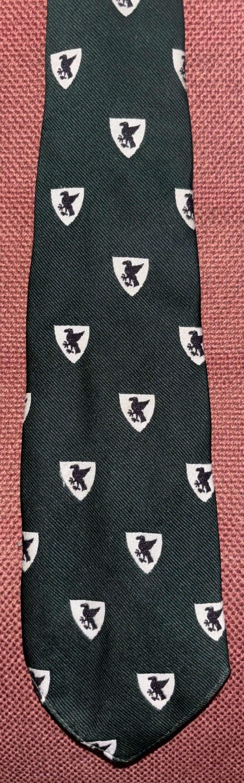 Vintage Eagle Falcon Shield Crest Club Tie Navy Diagonal Striped Liver Chough — photo 1