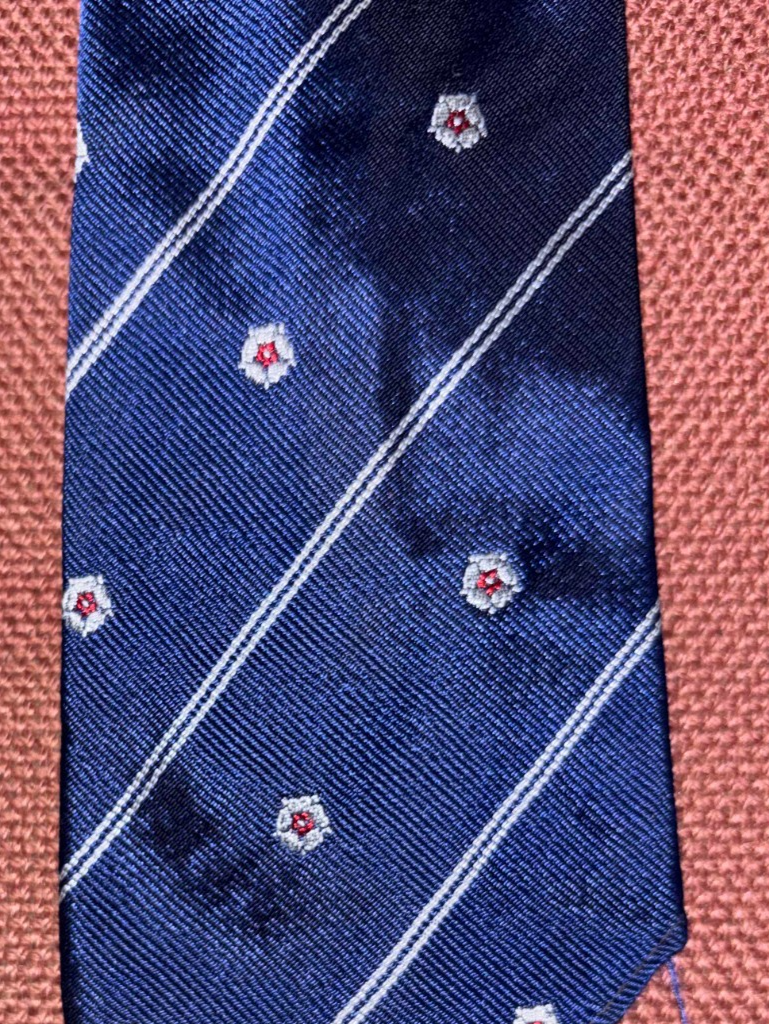 Vintage Tudor Rose Club Tie Navy Diagonal Striped Lancaster York — photo 1