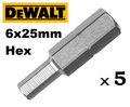 DeWALT Screwdriver Bits with Hexagon Socket 6 x 25 MM 5 Pieces DT7167-QZ — photo 1