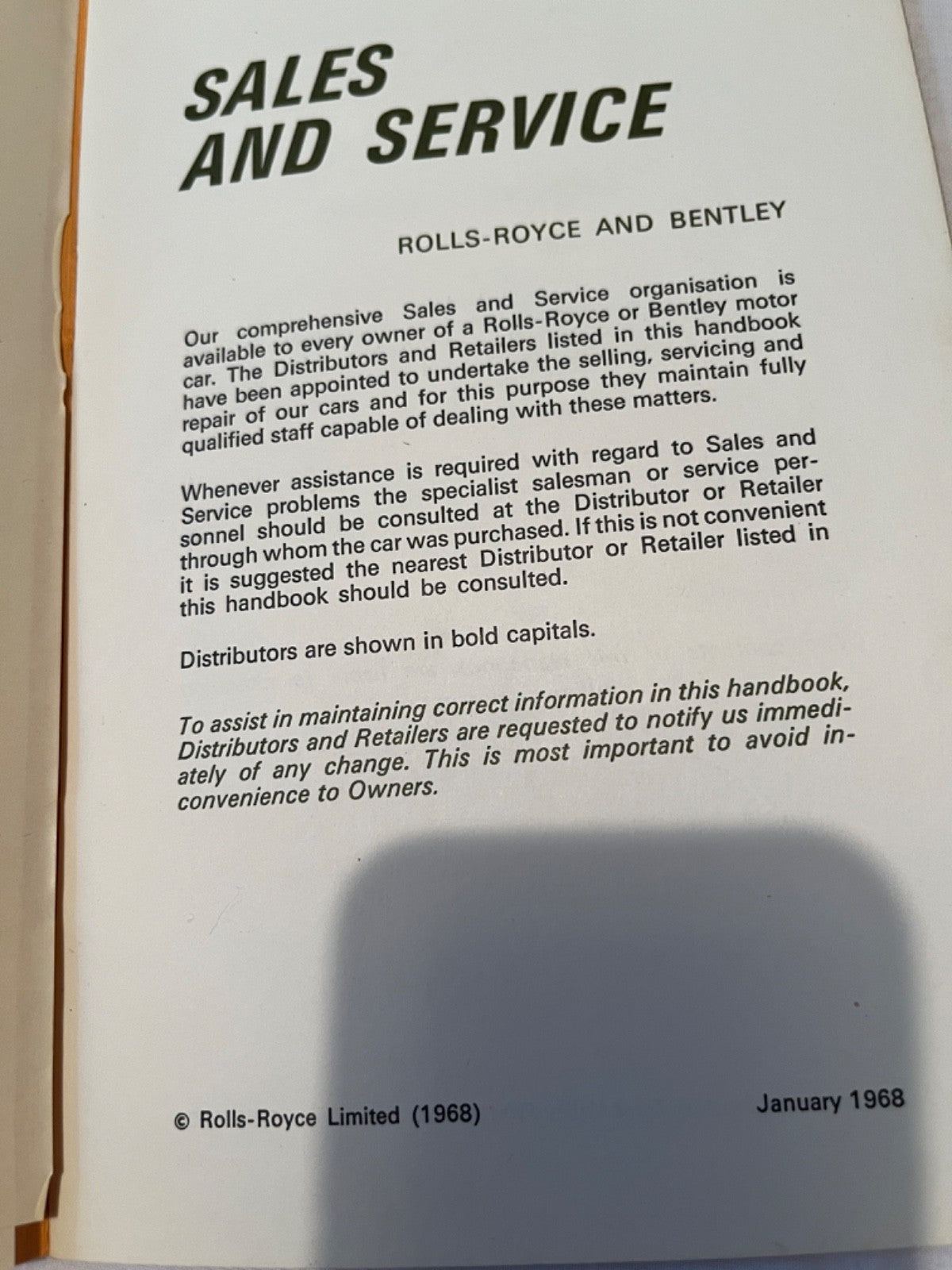 Rolls Royce and Bentley sales and service manual 1968 — photo 3