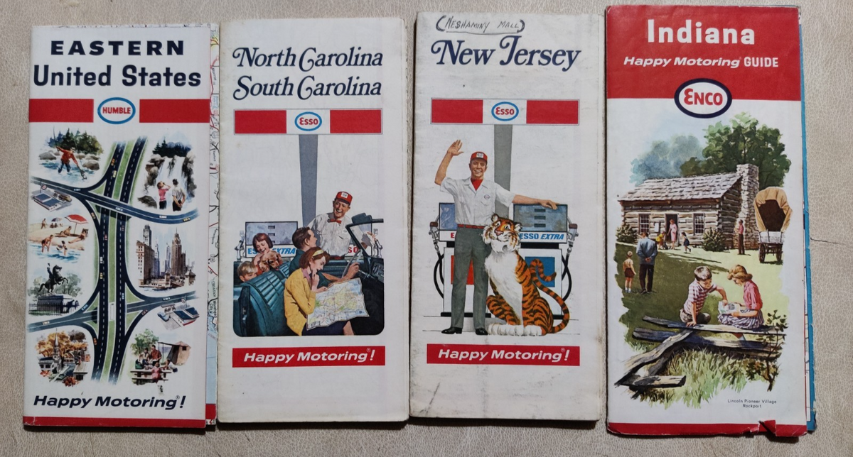 Esso Enco Humble Vintage USA American Classic Car Maps Job Lot Americana — photo 1