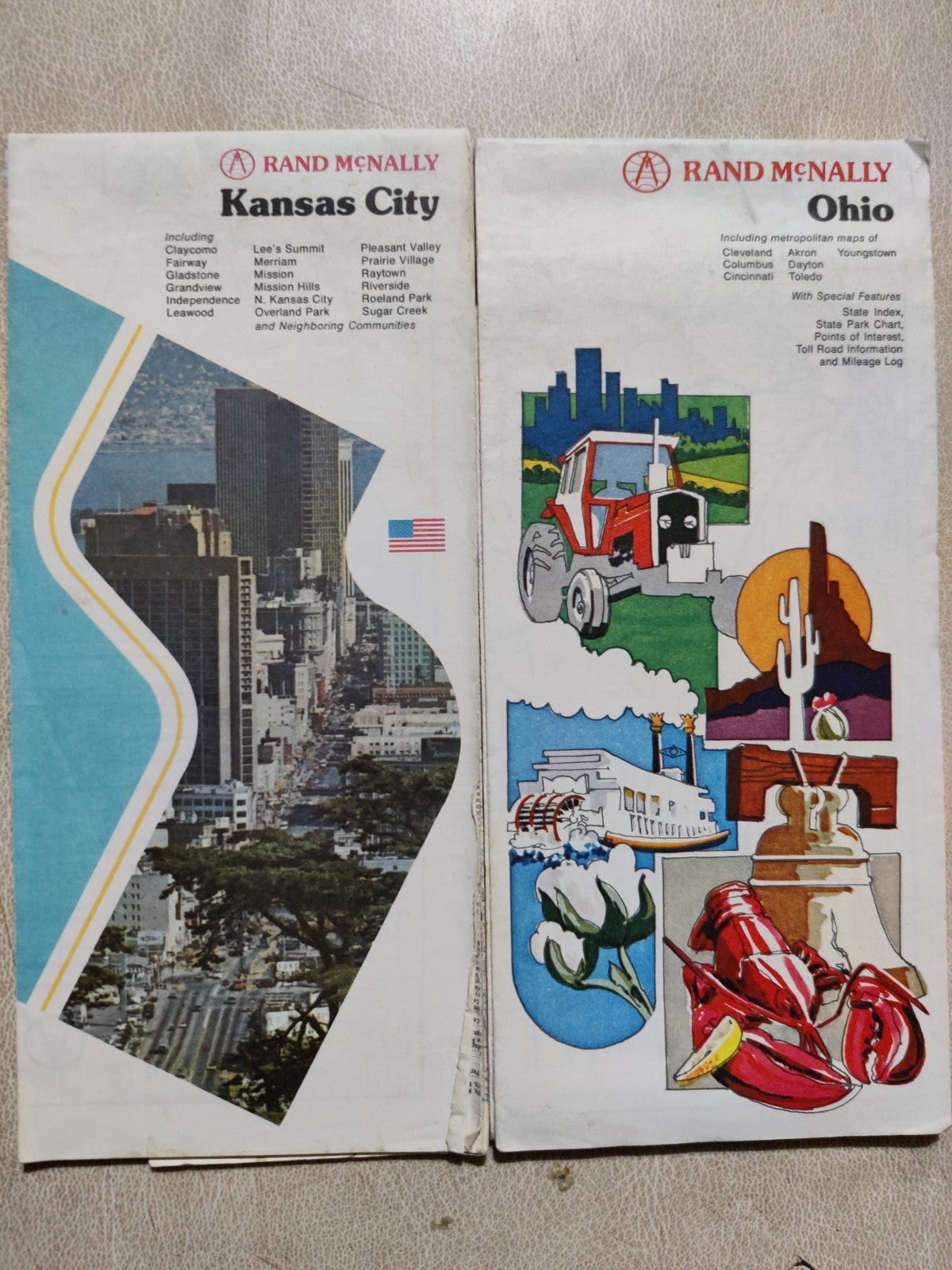 Rand McNally Kansas City Ohio Vintage USA American Classic Car Maps Job Lot — photo 1