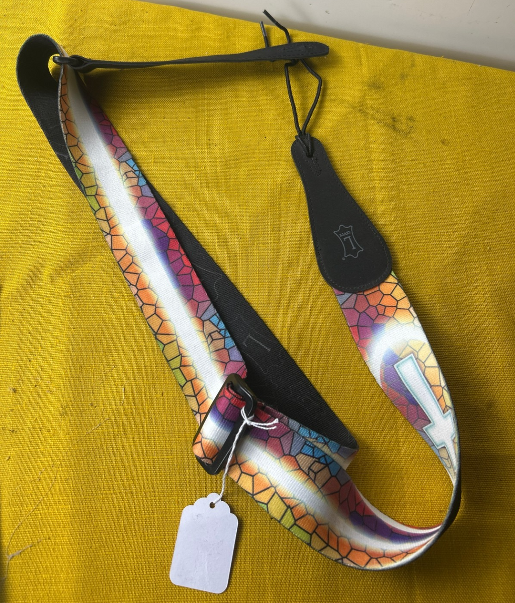 Levy's MPS2-037 Christian Holy Cross Stained Glass Adjustable Guitar Bass Strap — photo 2
