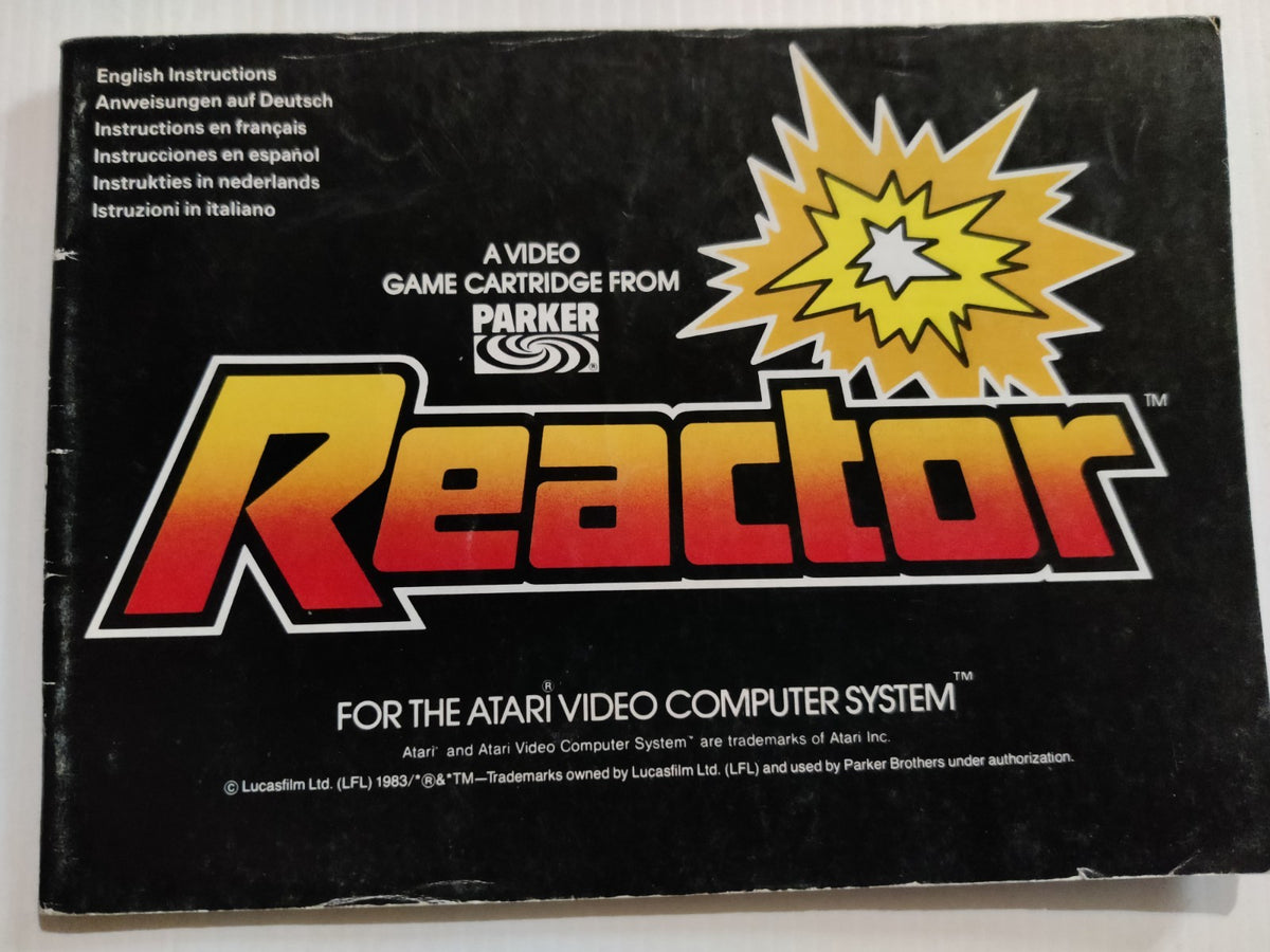Reactor by Parker Games Atari 2600 Game Manual Instructions — photo 1