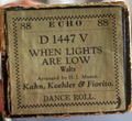 Vintage 88 Note Pianola Roll - When Lights Are Low Waltz Echo Dance D1447V — photo 1